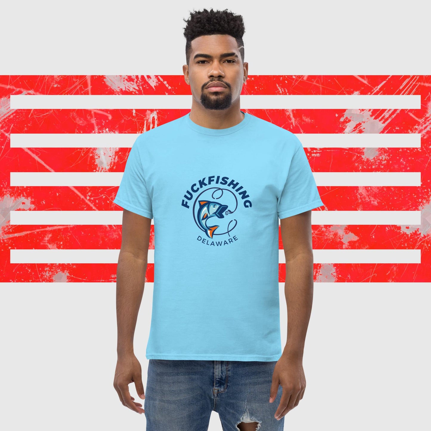 PREMIUM T-SHIRT AMERICAN FISHERMAN FUCKFISHING DELAWARE SKY FRONT - https://firstamerican.shop/