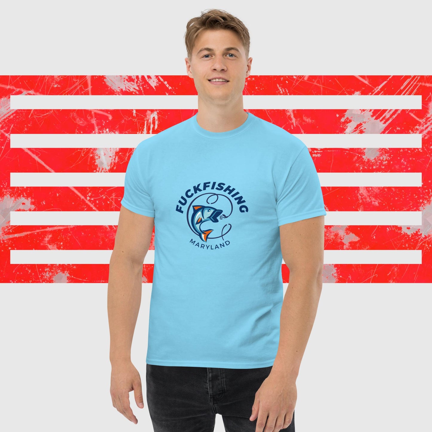 PREMIUM T-SHIRT AMERICAN FISHERMAN FUCKFISHING MARYLAND SKY FRONT - https://firstamerican.shop/