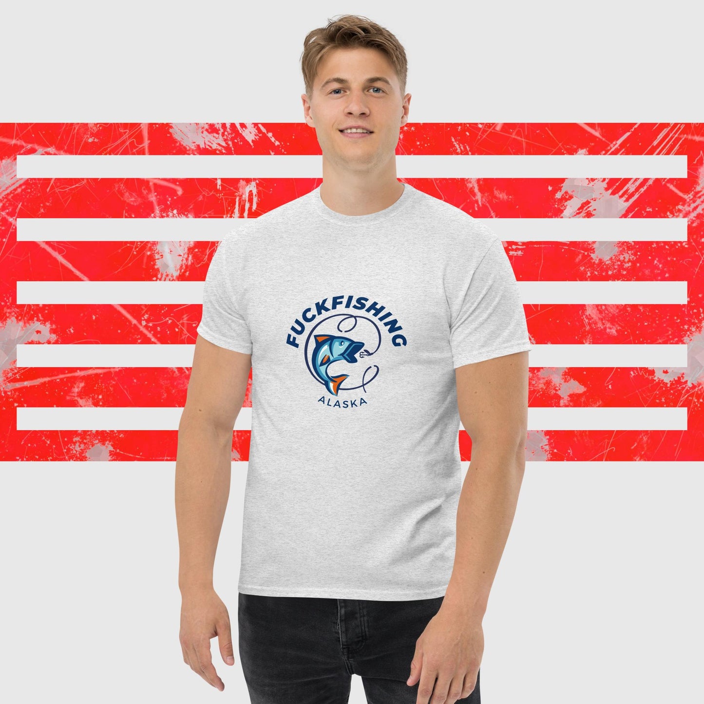 PREMIUM T-SHIRT AMERICAN FISHERMAN FUCKFISHING ALASKA ASH FRONT - https://firstamerican.shop/