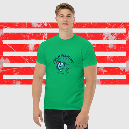 PREMIUM T-SHIRT AMERICAN FISHERMAN FUCKFISHING MICHIGAN IRISH GREEN FRONT - https://firstamerican.shop/