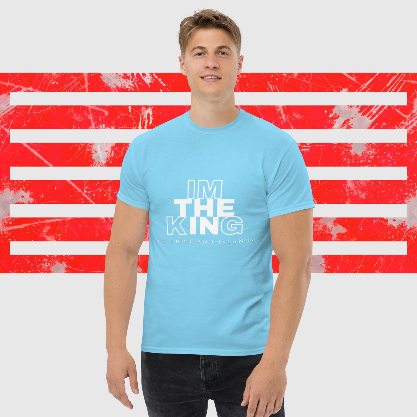 MENS AMERICAN FISHERMAN T-SHIRT THE KING OF THOUSAND ISLANDS SKY FRONT - https://firstamerican.shop/