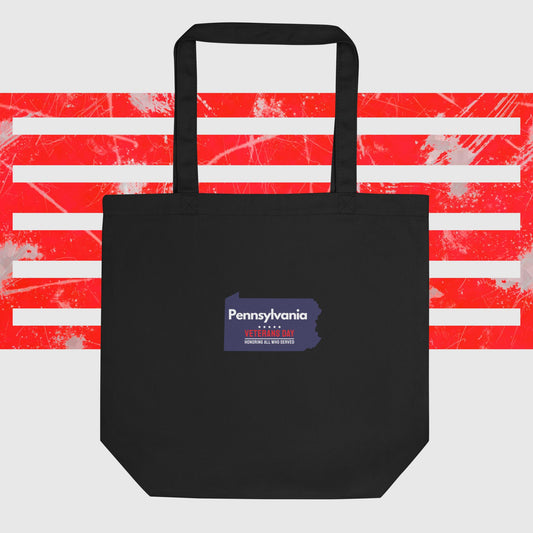 PATRIOTIC ECO TOTE BAG FOR VETERANS DAY PENNSYLVANIA FOR PROUD AMERICANS BLACK FRONT - www.firstamericanstore.com