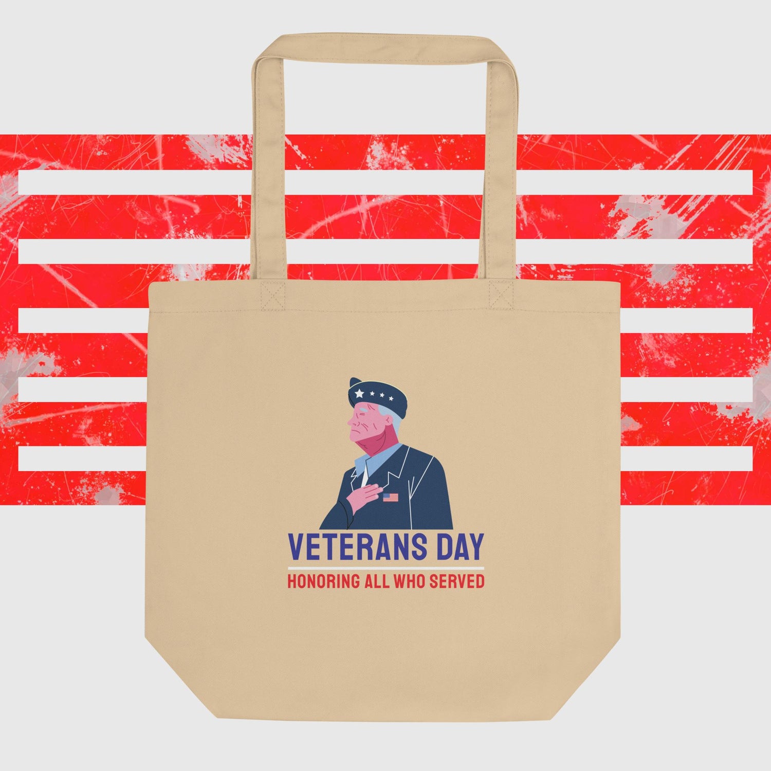 PATRIOTIC ECO TOTE BAG FOR VETERANS DAY ALL WHO SERVED FRONT OYSTER - www.firstamericanstore.com