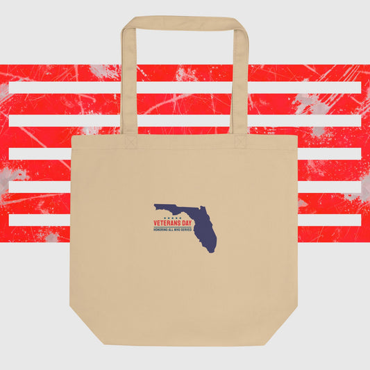 PATRIOTIC ECO TOTE BAG FOR VETERANS DAY FLORIDA FOR PATRIOTIC AMERICAN OYSETR FRONT - www.firstamericanstore.com