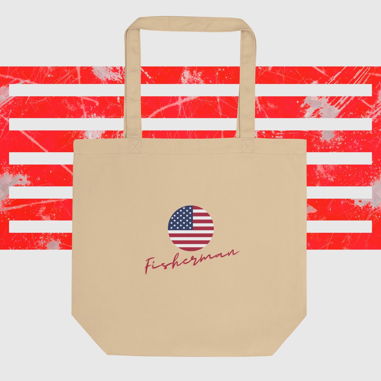 ECO TOTE BAG AMERICAN FISHERMAN OYSTER FRONT - firstamerican.shop