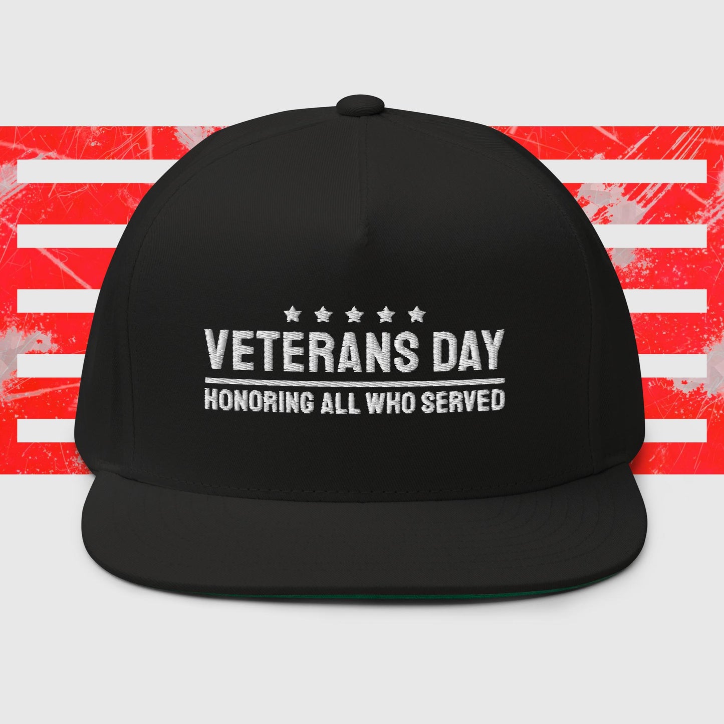 PATRIOTIC CAP VETERANS DAY HONORING ALL WHO SERVED BLACK FRONT - www.firstamericanstore.com