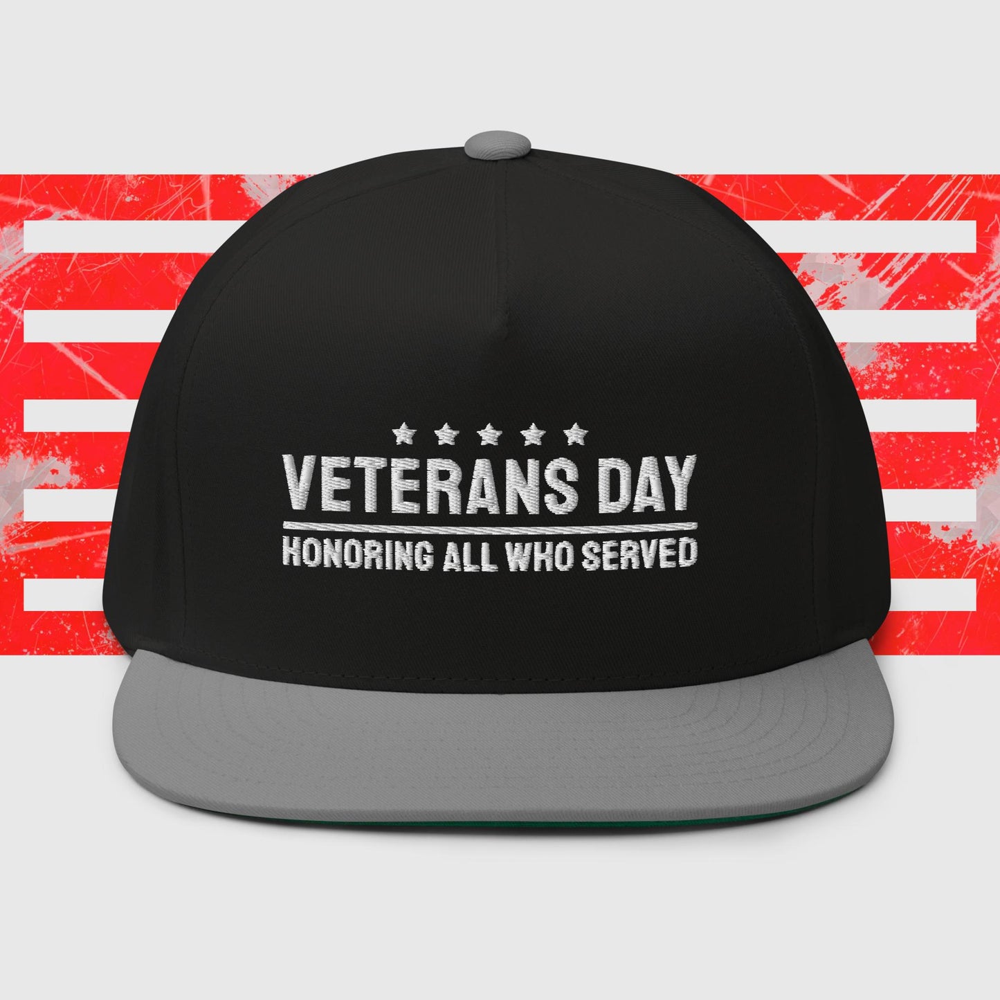 PATRIOTIC CAP VETERANS DAY HONORING ALL WHO SERVED BLACK GREY FRONT - www.firstamericanstore.com