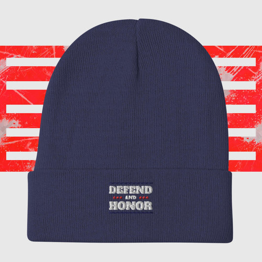 PATRIOTIC VETERANS DAY HAT FOR PROUD AMERICAN DEFEND & HONOR BLUE FRONT - www.firstamericanstore.com