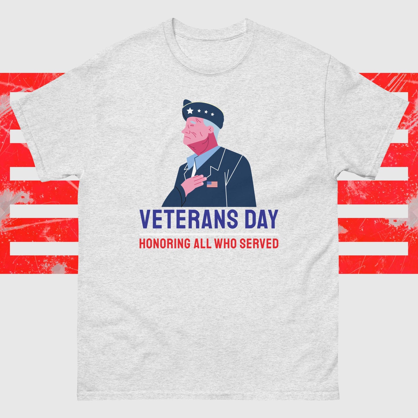 PATRIOTIC TEE FOR VETERANS DAY HONORING ALL WHO SERVED ASH FRONT - www.firstamericanstore.com