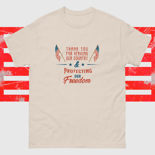 PATRIOTIC TEE FOR VETERANS DAY PROTECTING FREEDOM NATURAL FRONT - www.firstamericanstore.com