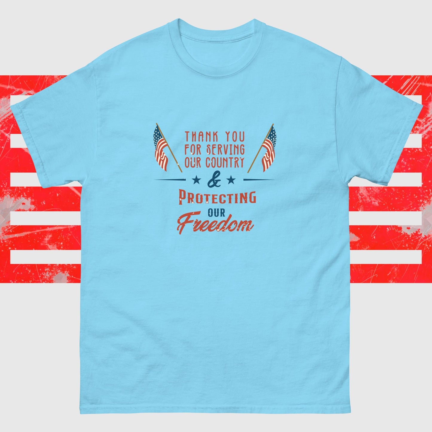 PATRIOTIC TEE FOR VETERANS DAY PROTECTING FREEDOM SKY FRONT - www.firstamericanstore.com