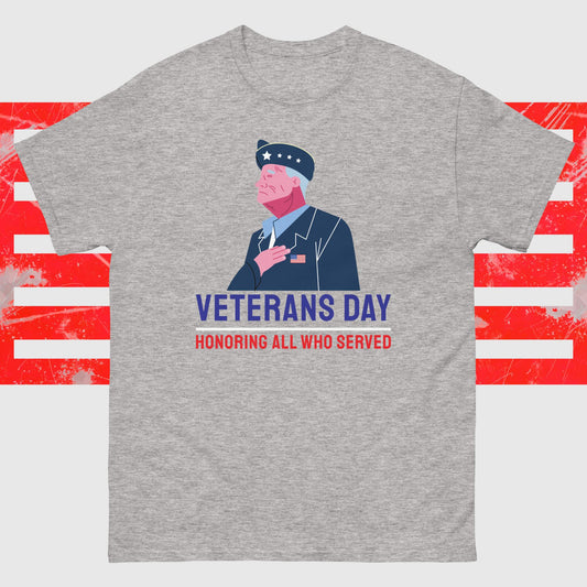 PATRIOTIC TEE FOR VETERANS DAY HONORING ALL WHO SERVED GREY FRONT - www.firstamericanstore.com