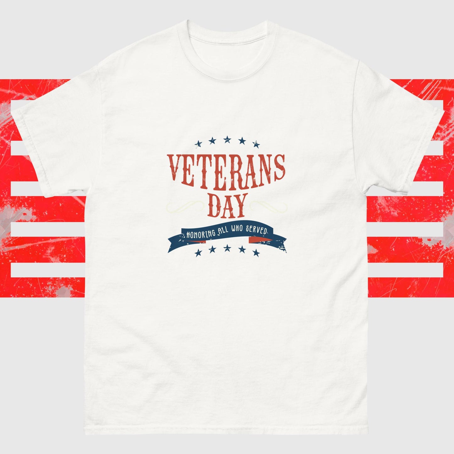 PATRIOTIC MEN'S TEE FOR VETERANS DAY CLASSIC WHITE FRONT - www.firstamericanstore.com