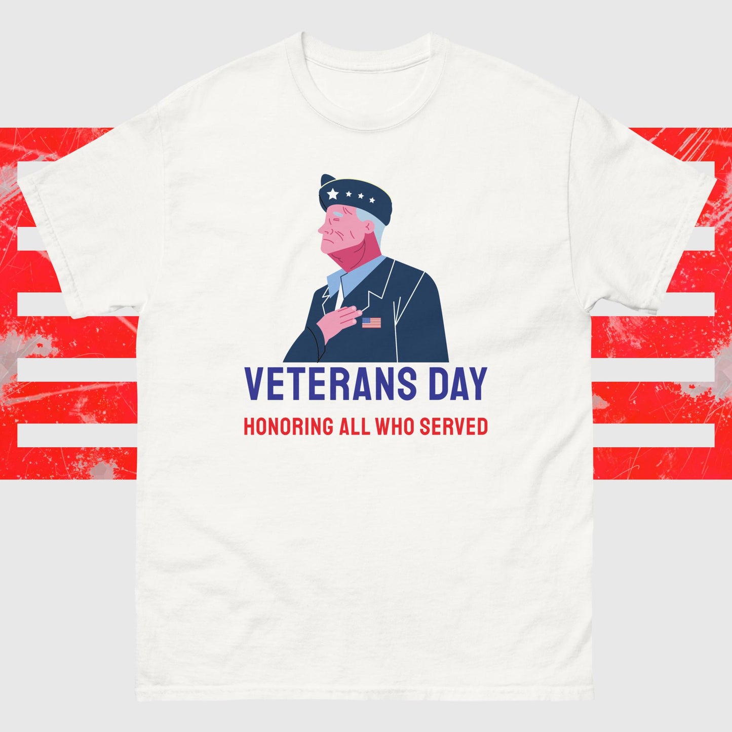 PATRIOTIC TEE FOR VETERANS DAY HONORING ALL WHO SERVED WHITE FRONT - www.firstamericanstore.com