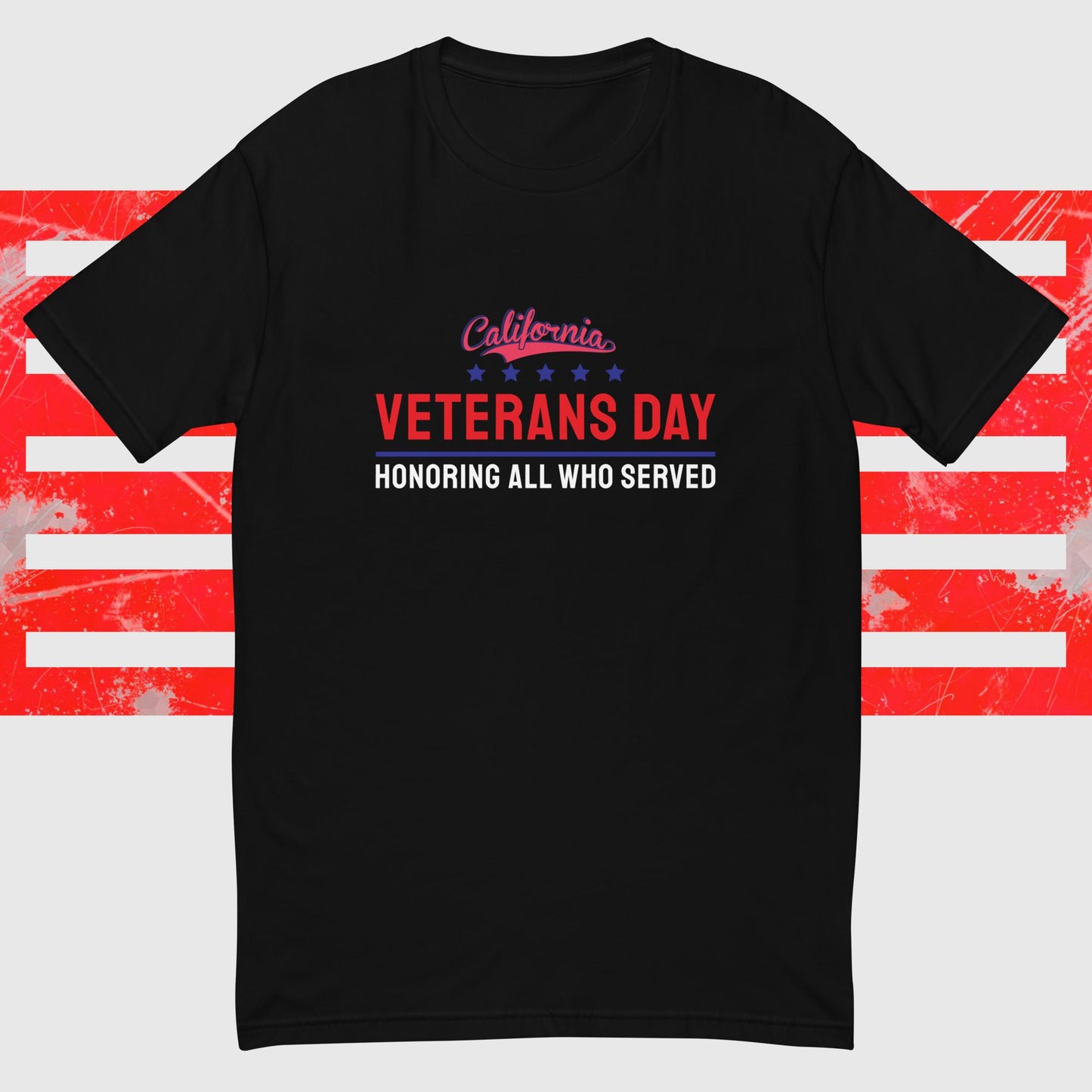 PATRIOTIC T-SHIRT FOR VETERANS DAY CALIFORNIA FOR PROUD AMERICAN BLACK FRONT - www.firstamericanstore.com