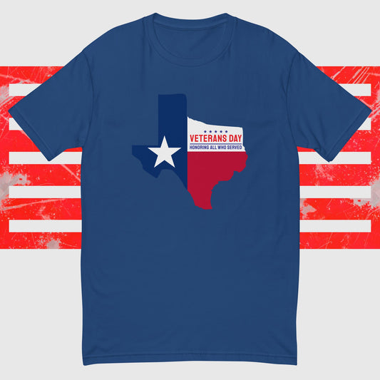 PATRIOTIC T-SHIRT FOR VETERANS DAY TEXAS FOR PROUD AMERICAN ROYAL BLUE FRONT - www.firstamericanstore.com