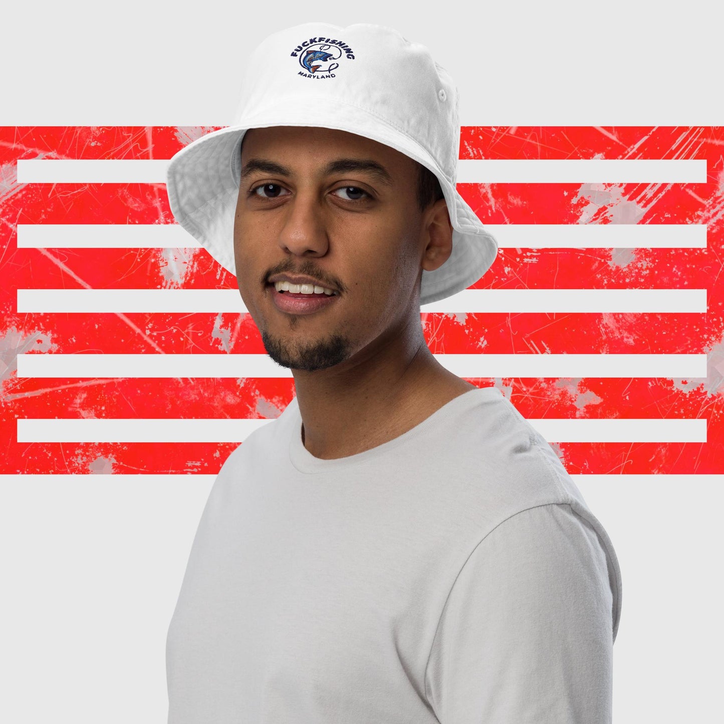 MENS FISHING BUCKET HAT FUCKFISHING MARYLAND WHITE FRONT - https://firstamerican.shop/