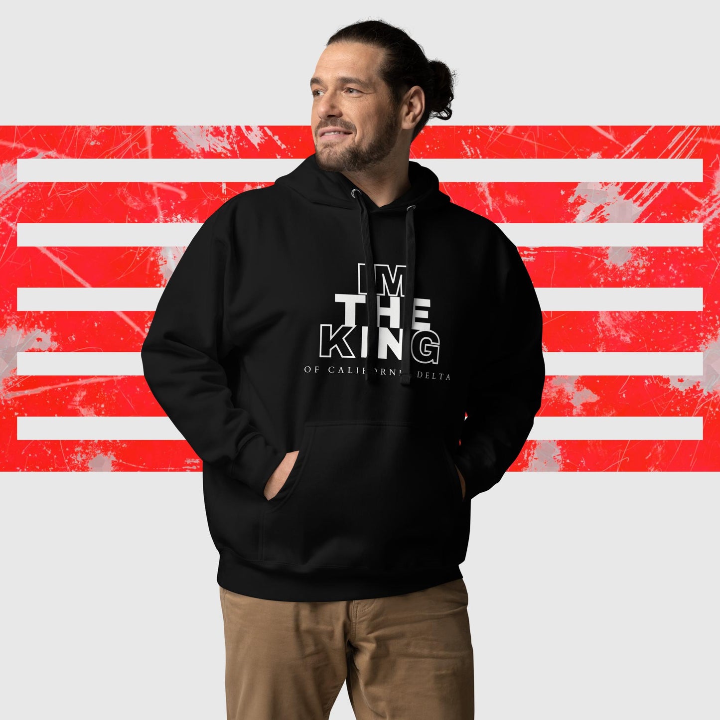 HOODIE AMERICAN FISHERMAN THE KING OF CALIFORNIA DELTA BLACK FRONT - https://firstamerican.shop/