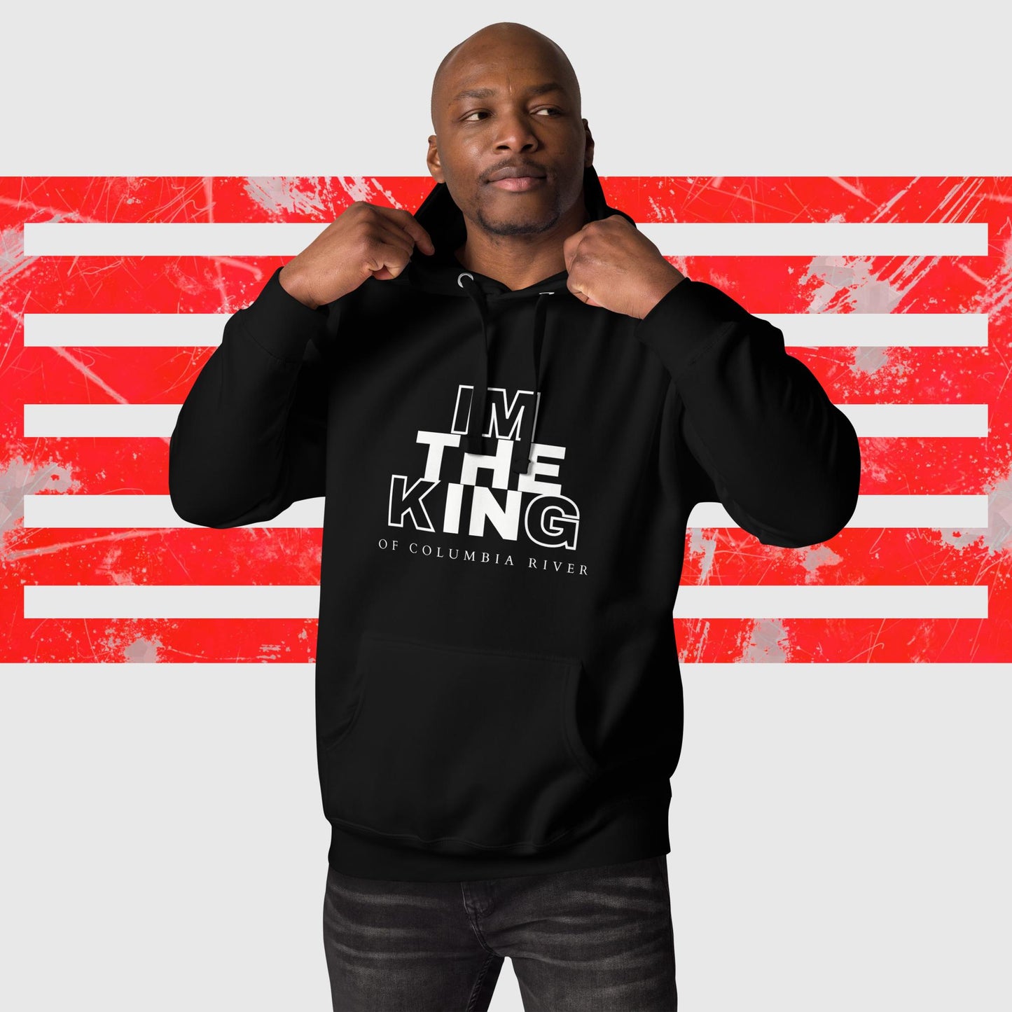 HOODIE AMERICAN FISHERMAN THE KING OF COLUMBIA RIVER BLACK FRONT - https://firstamerican.shop/