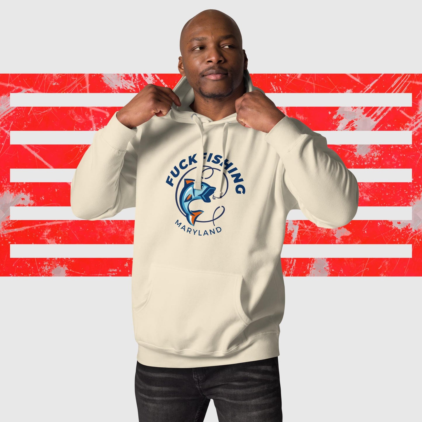 HOODIE AMERICAN FISHERMAN FUCKFISHING MARYLAND BONE FRONT - https://firstamerican.shop/