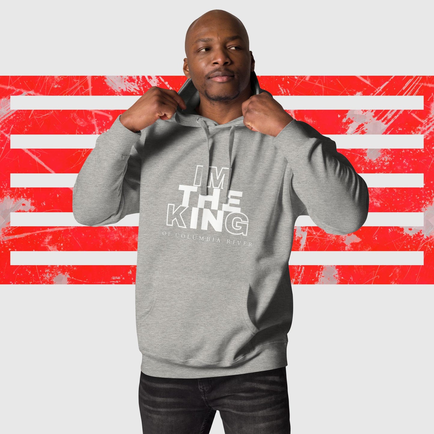 HOODIE AMERICAN FISHERMAN THE KING OF COLUMBIA RIVER CARBON GREY FRONT - https://firstamerican.shop/