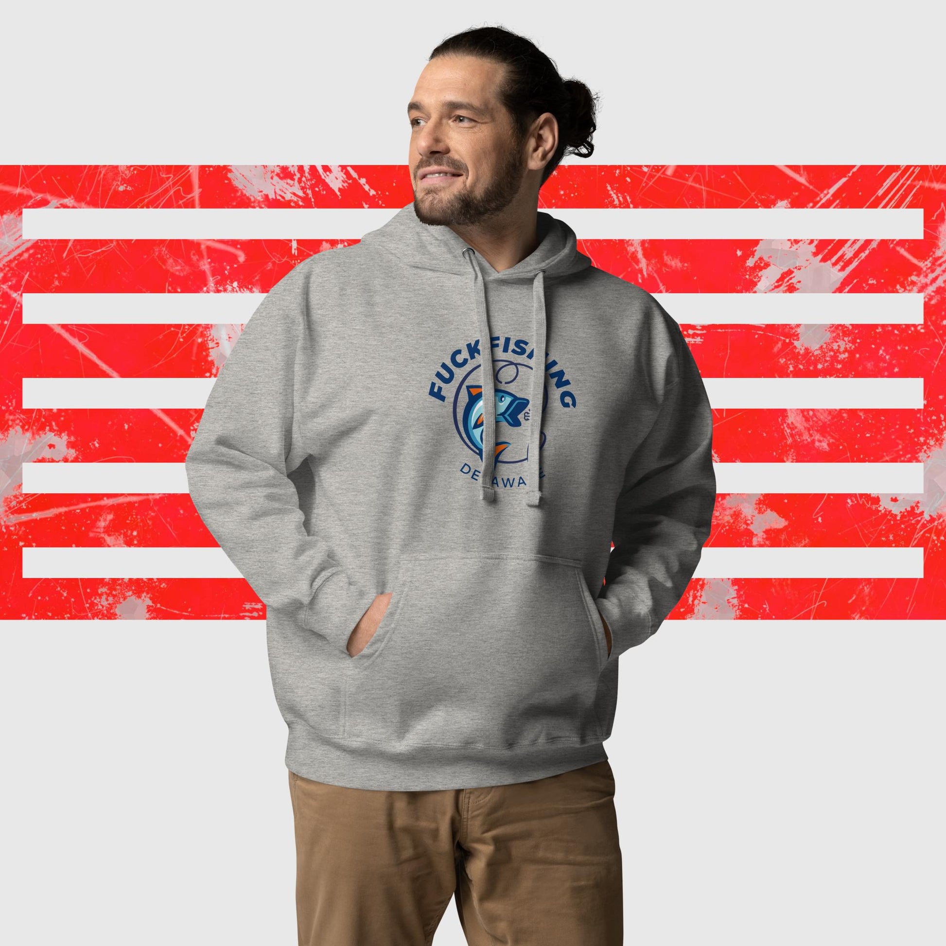 HOODIE AMERICAN FISHERMAN FUCKFISHING DELAWARE CARBON GREY FRONT - https://firstamerican.shop/