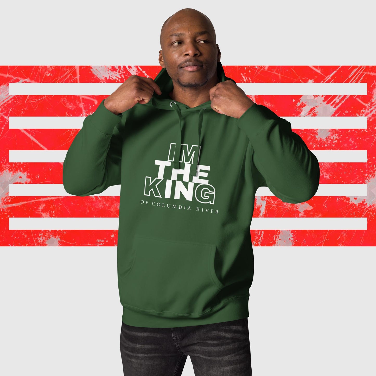 HOODIE AMERICAN FISHERMAN THE KING OF COLUMBIA RIVER GREEN FRONT - https://firstamerican.shop/