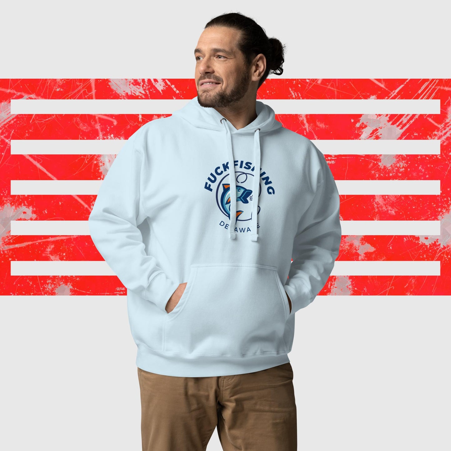 HOODIE AMERICAN FISHERMAN FUCKFISHING DELAWARE SKY BLUE FRONT - https://firstamerican.shop/