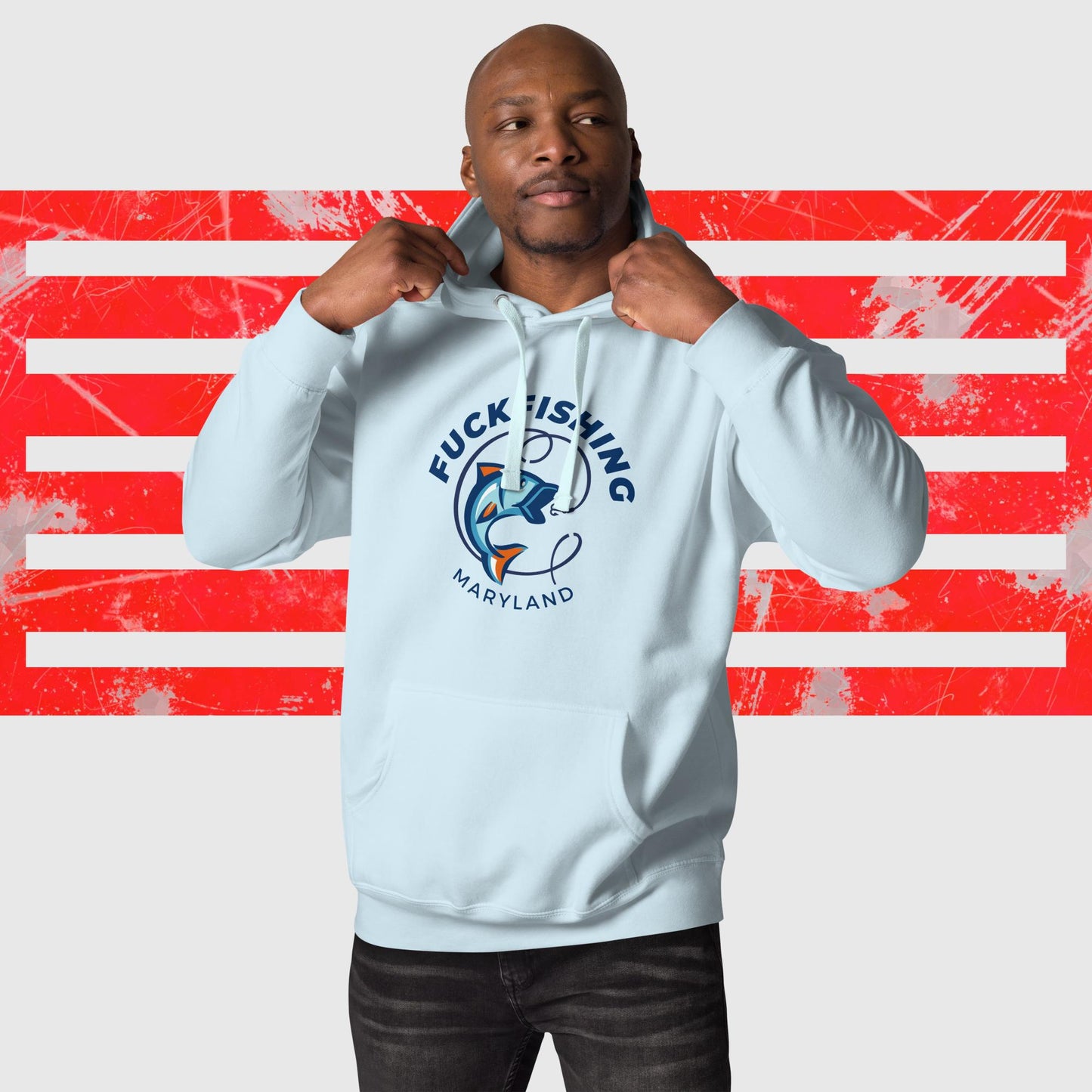 HOODIE AMERICAN FISHERMAN FUCKFISHING MARYLAND SKY BLUE FRONT - https://firstamerican.shop/