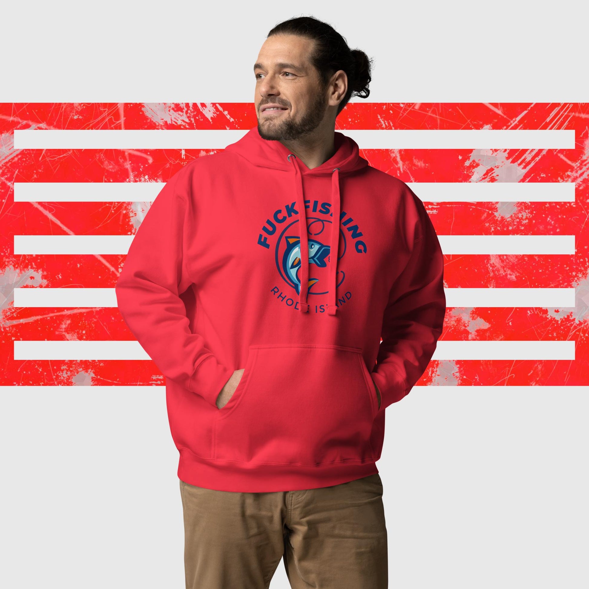 HOODIE AMERICAN FISHERMAN FUCKFISHING RHODE ISLAND RED FRONT - https://firstamerican.shop/