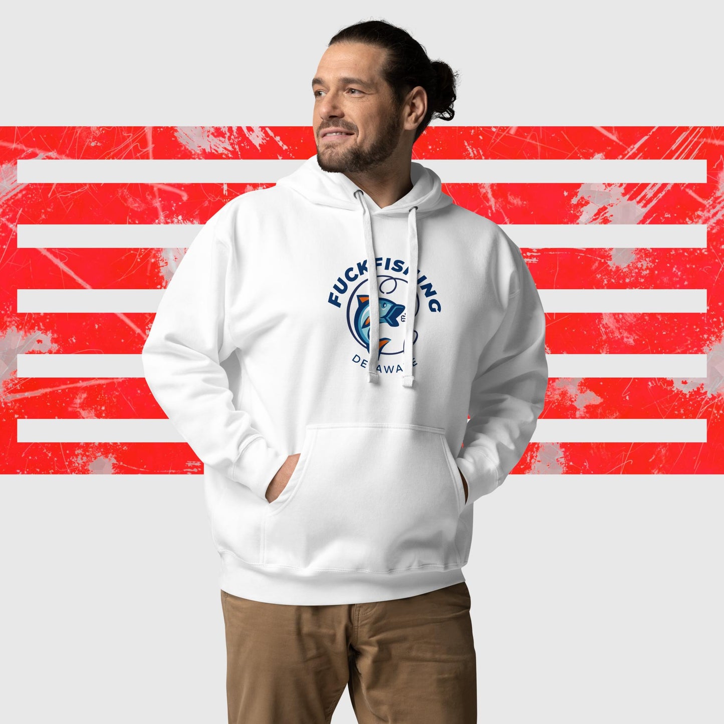 HOODIE AMERICAN FISHERMAN FUCKFISHING DELAWARE WHITE FRONT - https://firstamerican.shop/