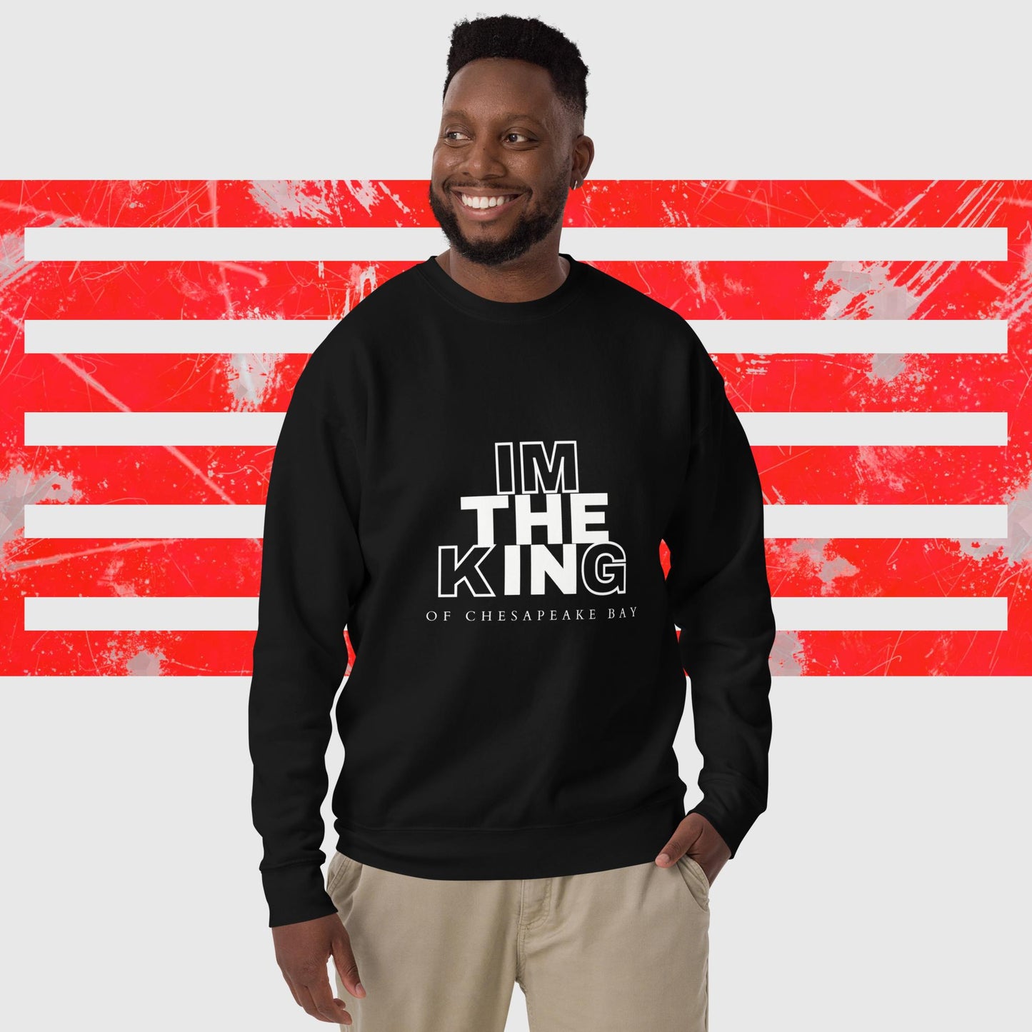 PREMIUM SWEATSHIRT AMERICAN FISHERMAN THE KING OF CHESAPEAKE BAY BLACK FRONT - https://firstamerican.shop/