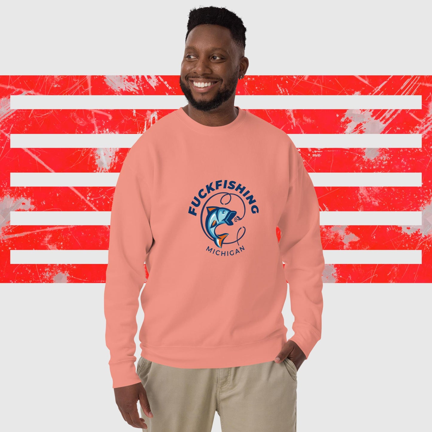 PREMIUM SWEATSHIRT AMERICAN FISHERMAN FUCKFISHING MICHIGAN DUSTY ROSE FRONT - https://firstamerican.shop/