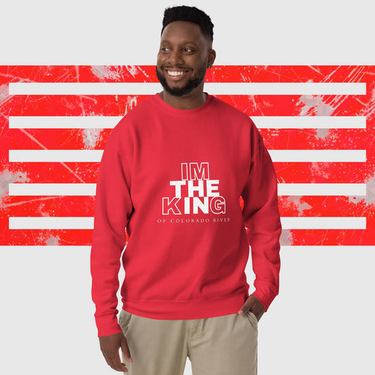 PREMIUM SWEATSHIRT AMERICAN FISHERMAN THE KING OF COLORADO RIVER RED FRONT - https://firstamerican.shop/