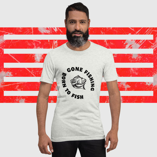 PREMIUM T-SHIRT AMERICAN FISHERMAN BORN TO FISH GONE FISHING ASH FRONT - https://firstamerican.shop/