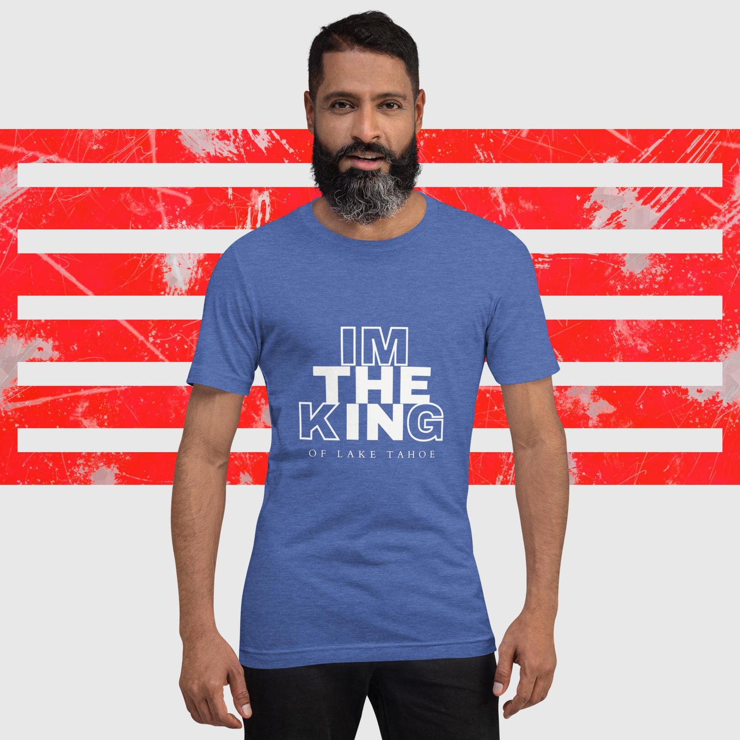 MENS AMERICAN FISHERMAN T-SHIRT THE KING OF LAKE TAHOE TRUE ROYAL FRONT - https://firstamerican.shop/