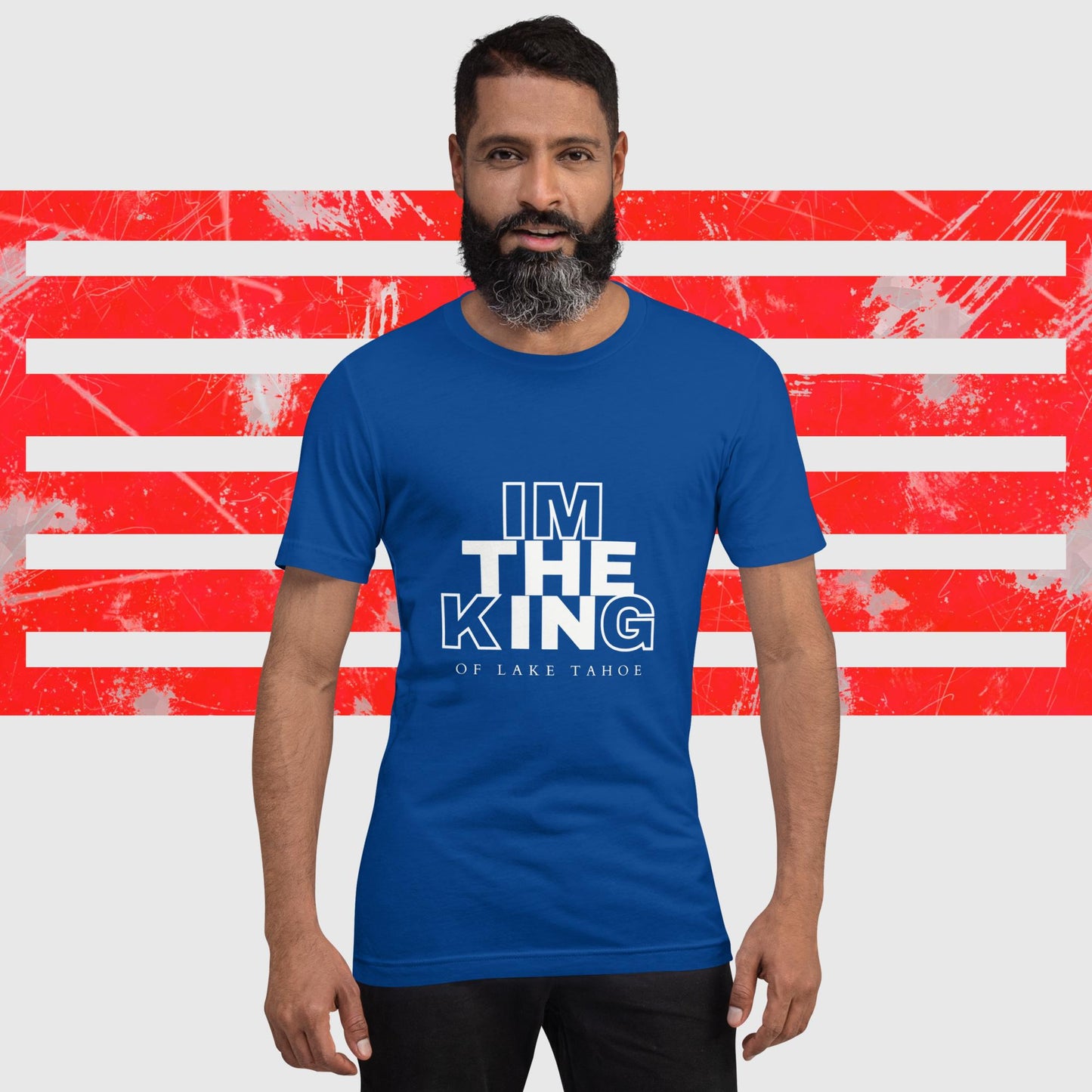 MENS AMERICAN FISHERMAN T-SHIRT THE KING OF LAKE TAHOE TRUE ROYAL FRONT - https://firstamerican.shop/