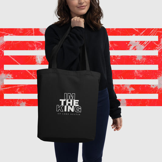 ECO TOTE BAG AMERICAN FISHERMAN THE KING OF LAKE AUSTIN BLACK FRONT - https://firstamerican.shop/