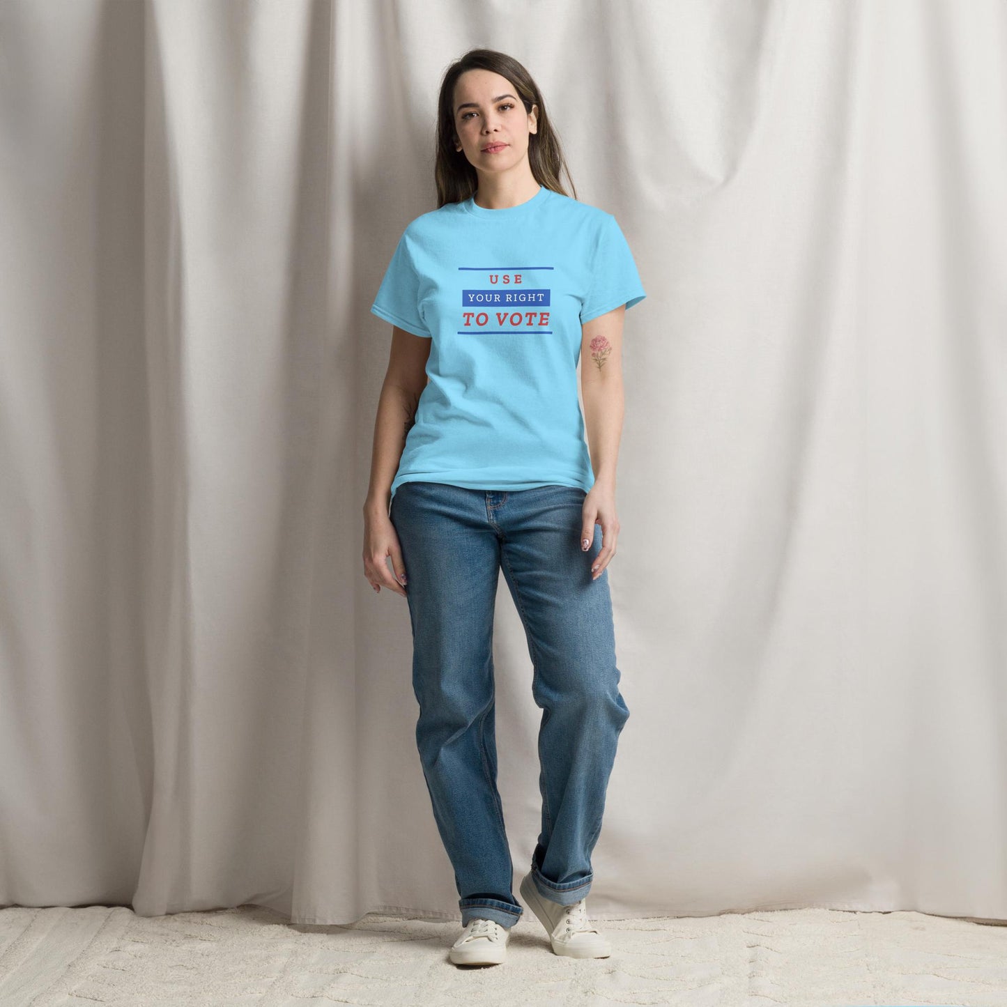 UNISEX PATRIOTIC T-SHIRT US ELECTIONS USE YOUR RIGHT TO VOTE SKY FRONT - https://firstamerican.shop/