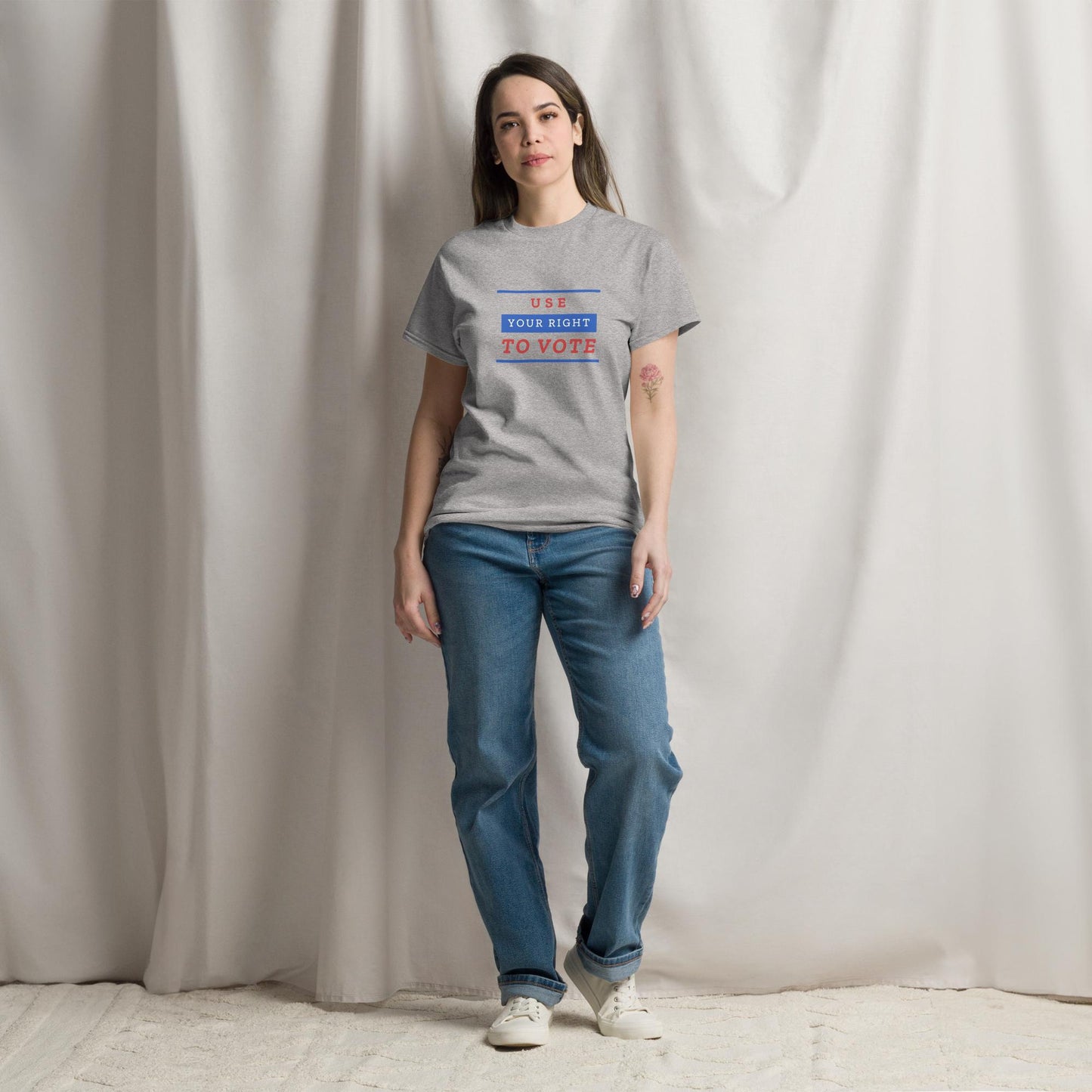 UNISEX PATRIOTIC T-SHIRT US ELECTIONS USE YOUR RIGHT TO VOTE GREY FRONT - https://firstamerican.shop/