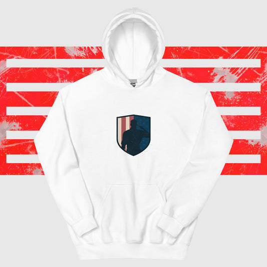 PATRIOTIC HOODIE FOR VETERANS DAY AMERICAN SOLDIER WHITE FRONT - www.firstamericanstore.com