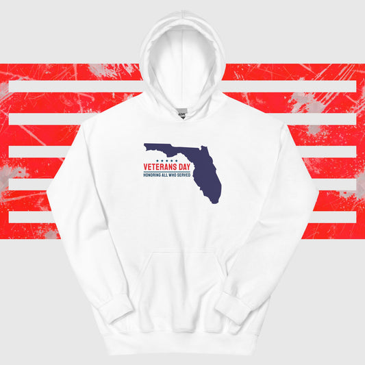 PATRIOTIC HOODIE FOR VETERANS DAY FLORIDA FOR PROUD AMERICAN WHITE FRONT - www.firstamericanstore.com