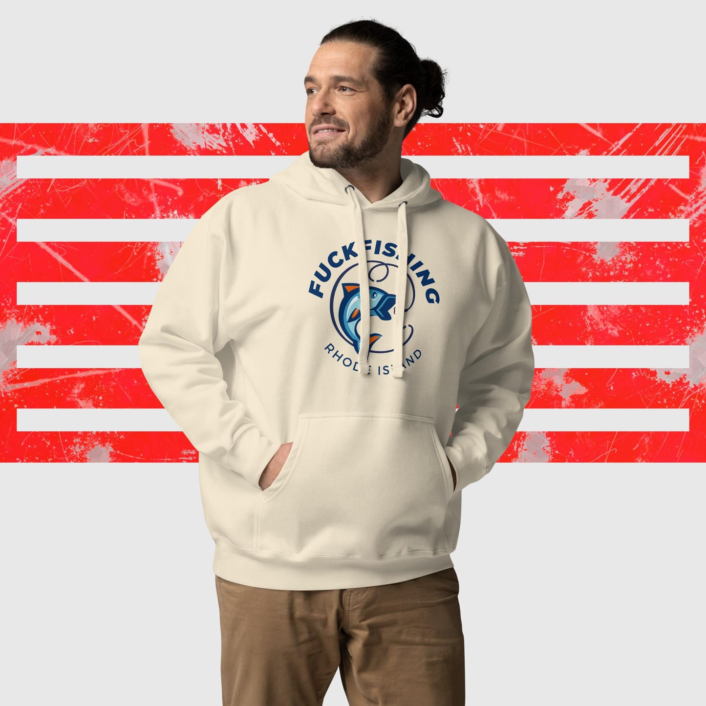 HOODIE AMERICAN FISHERMAN FUCKFISHING RHODE ISLAND BONE FRONT - https://firstamerican.shop/