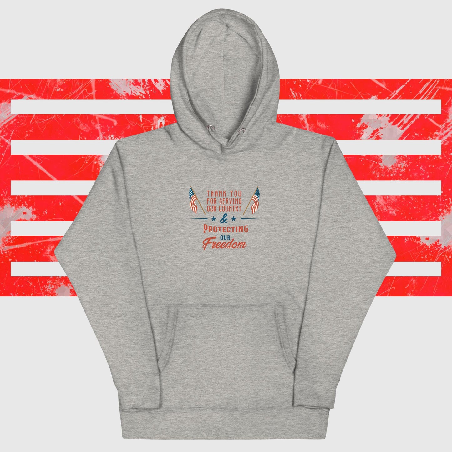 PATRIOTIC UNISEX HOODIE FOR VETERANS DAY CLASSIC GREY FRONT - www.firstamericanstore.com