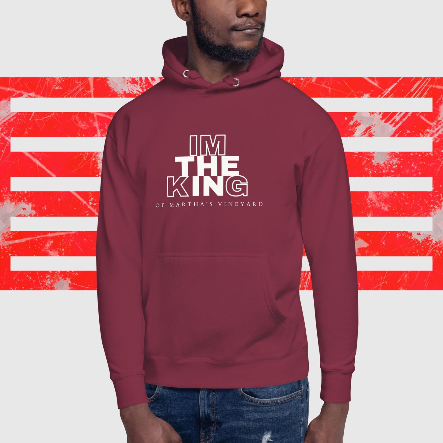 HOODIE AMERICAN FISHERMAN THE KING OF MARTHA'S VINEYARD MAROON - https://firstamerican.shop/