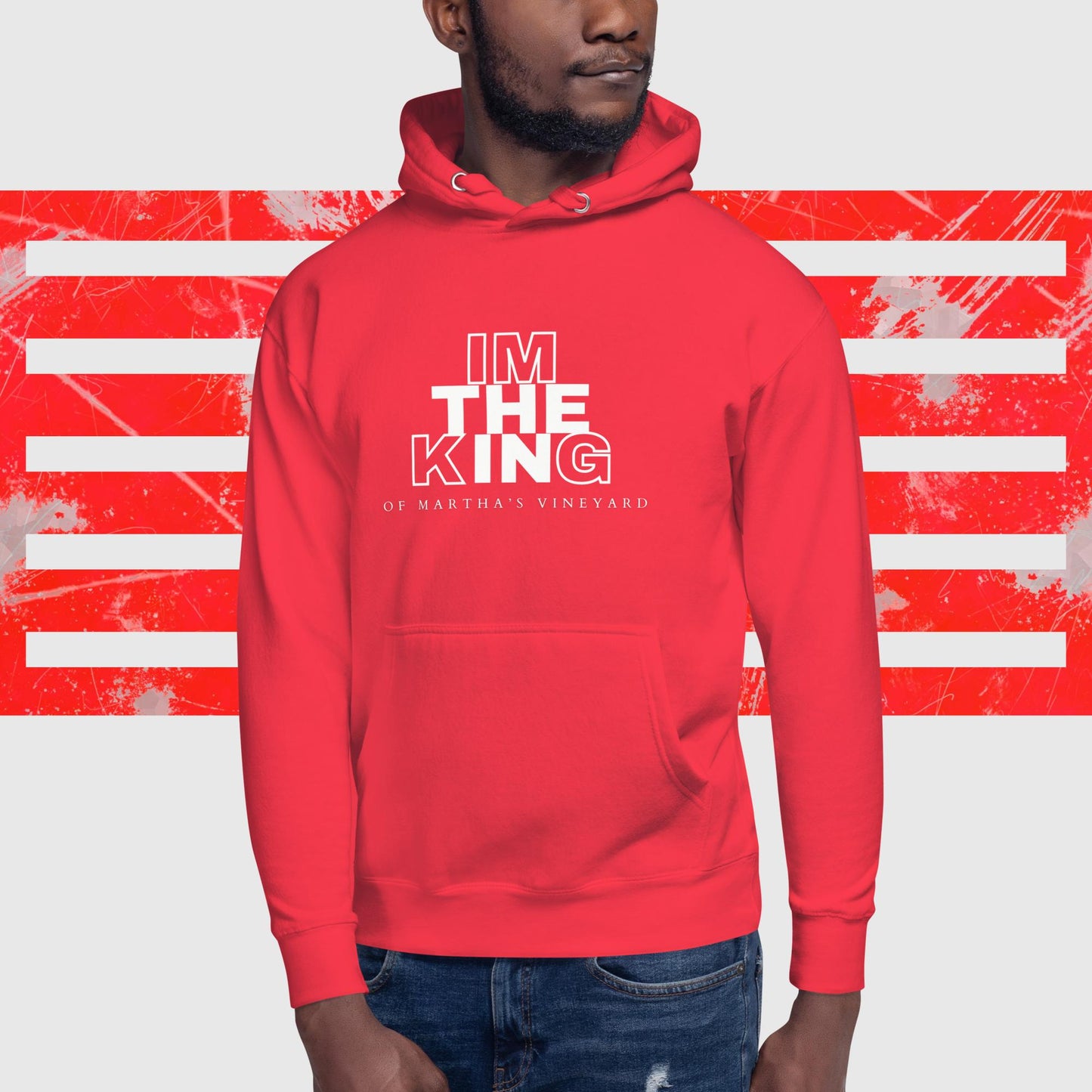 HOODIE AMERICAN FISHERMAN THE KING OF MARTHA'S VINEYARD RED FRONT - https://firstamerican.shop/