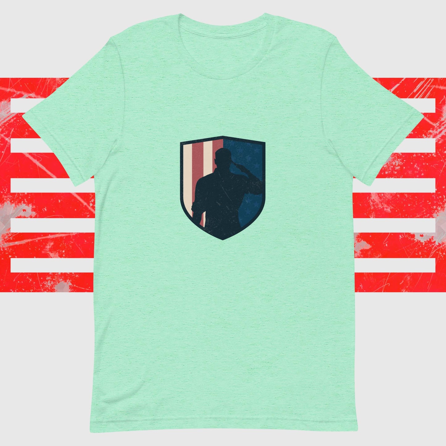 PATRIOTIC T-SHIRT AMERICAN SOLDIER LOGO MINT FRONT - www.firstamericanstore.com