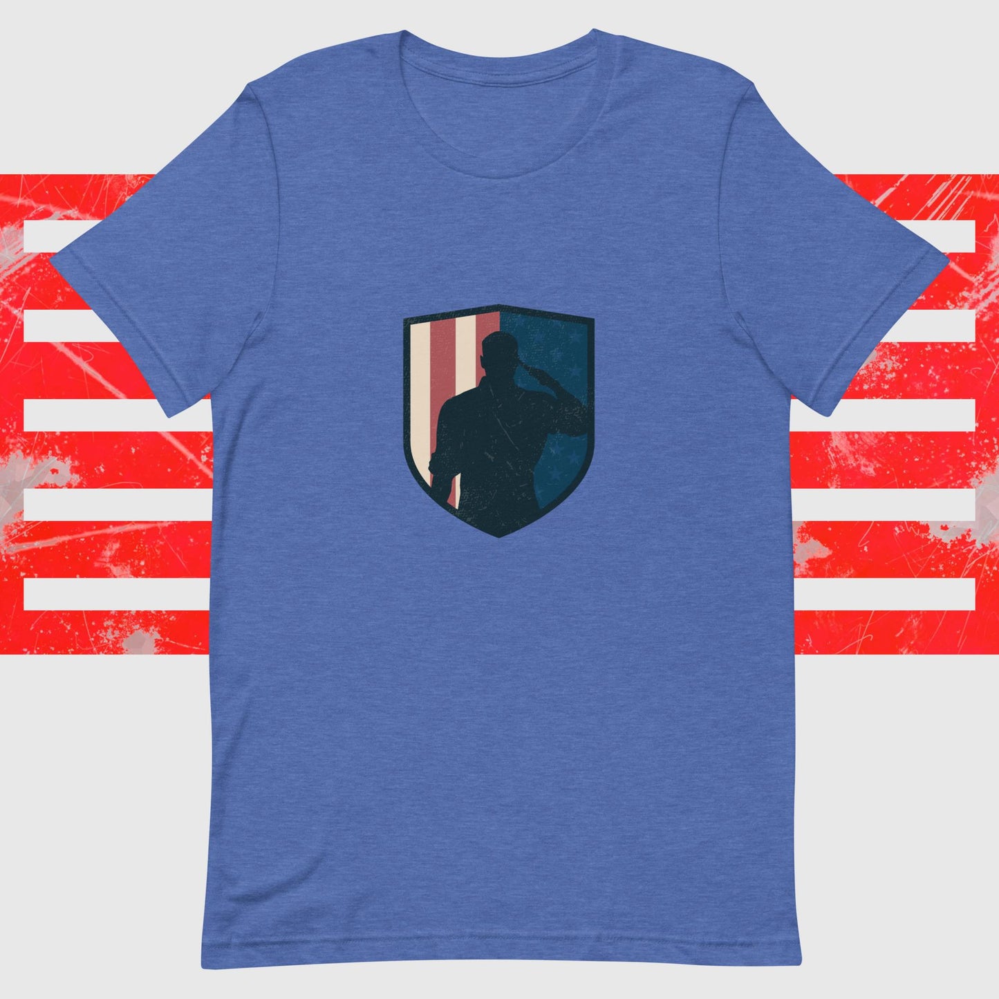 PATRIOTIC T-SHIRT AMERICAN SOLDIER LOGO ROYAL FRONT - www.firstamericanstore.com