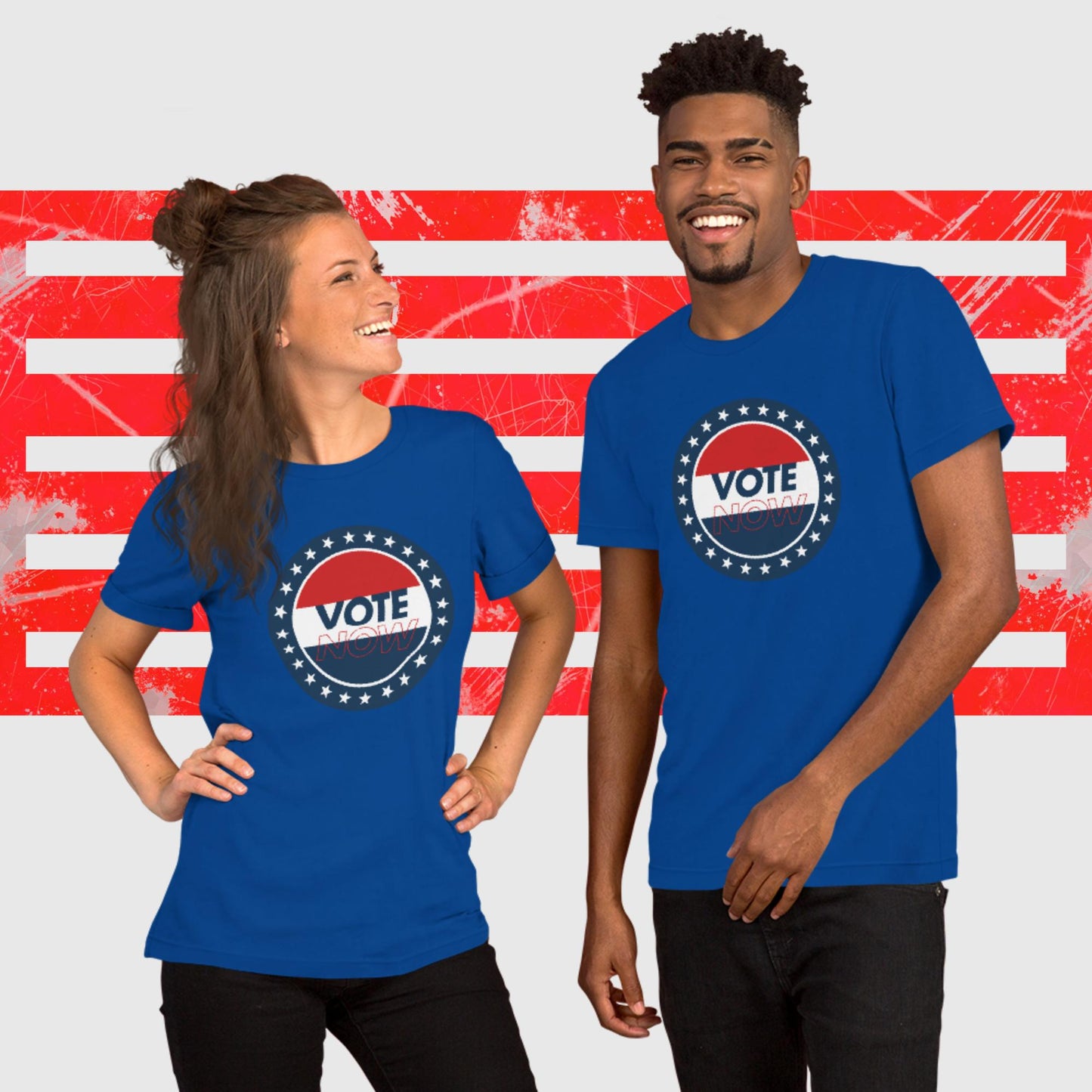 UNISEX PATRIOTIC T-SHIRT US ELECTIONS VOTE NOW ROYAL FRONT - https://firstamerican.shop/