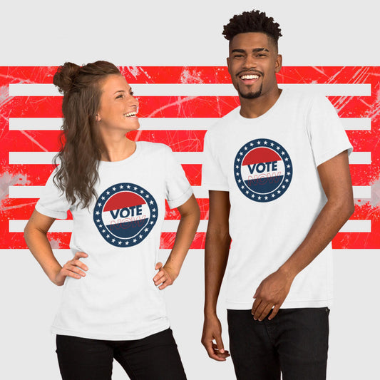 UNISEX PATRIOTIC T-SHIRT US ELECTIONS VOTE NOW WHITE FRONT - https://firstamerican.shop/